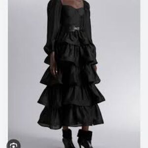 & Other Stories Los Angeles Atelier Black Ruffled, Sweetheart dress size 6